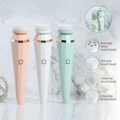 4 In 1 USB Rechargeable Electric Facial Cleansing Brush Soft Skin Care Portable Massager Face Brush Deep Cleaning Device - ProTrendyz