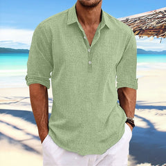 Men's Hemp Long Sleeve Loose-Fit Solid Color Shirt Plus Size Cotton Hemp Shirt Sweatshirt For Men Casual Everyday Wear