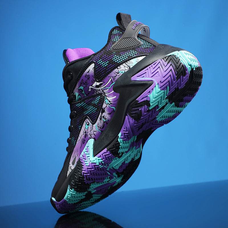 New Basketball Shoe Graffiti Rubber Breathable High Top Comfortable Men - ProTrendyz