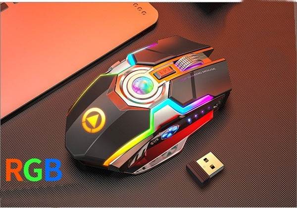 Color Wireless Gaming RGB Rechargeable Mute Button Mouse - ProTrendyz