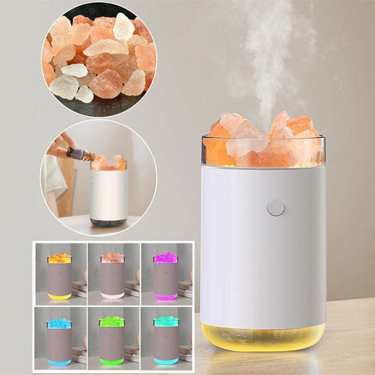 Air Humidifier Crystal Salt Stone Desktop Aromatherapy Essential Oil Ultrasonic Diffuser With LED Lamp Bedroom Home Humidifier - ProTrendyz