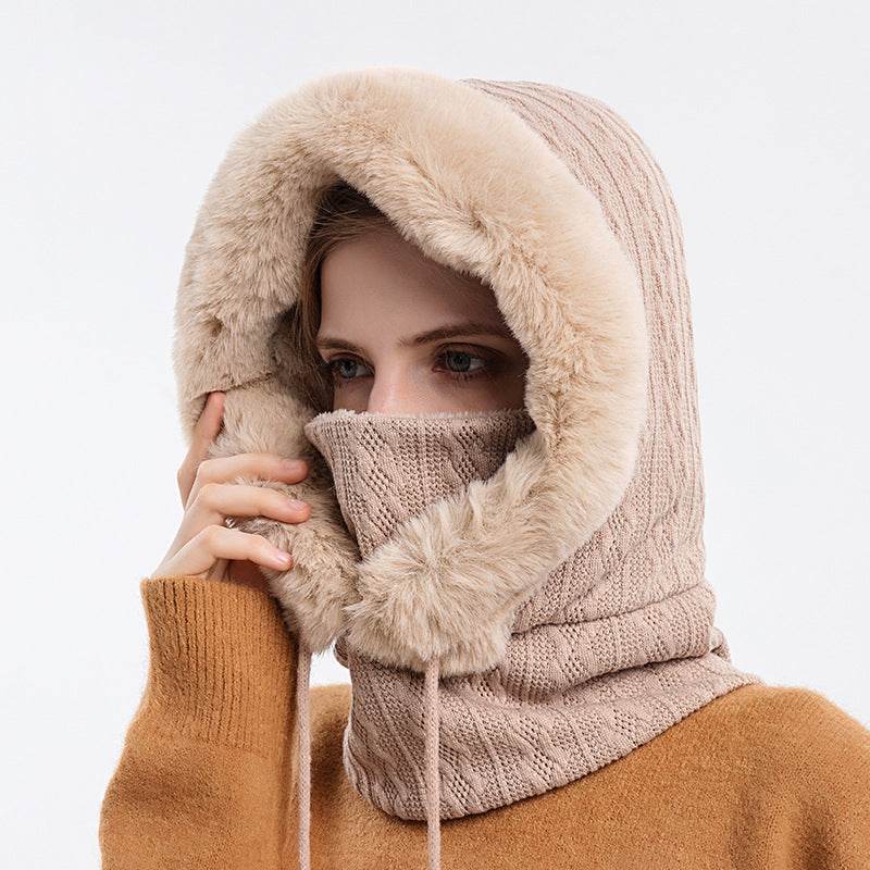 Winter Thick Plush Hat With Scarf Windproof Warm Knit Hats Hooded For Women - ProTrendyz