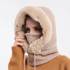 Winter Thick Plush Hat With Scarf Windproof Warm Knit Hats Hooded For Women - ProTrendyz