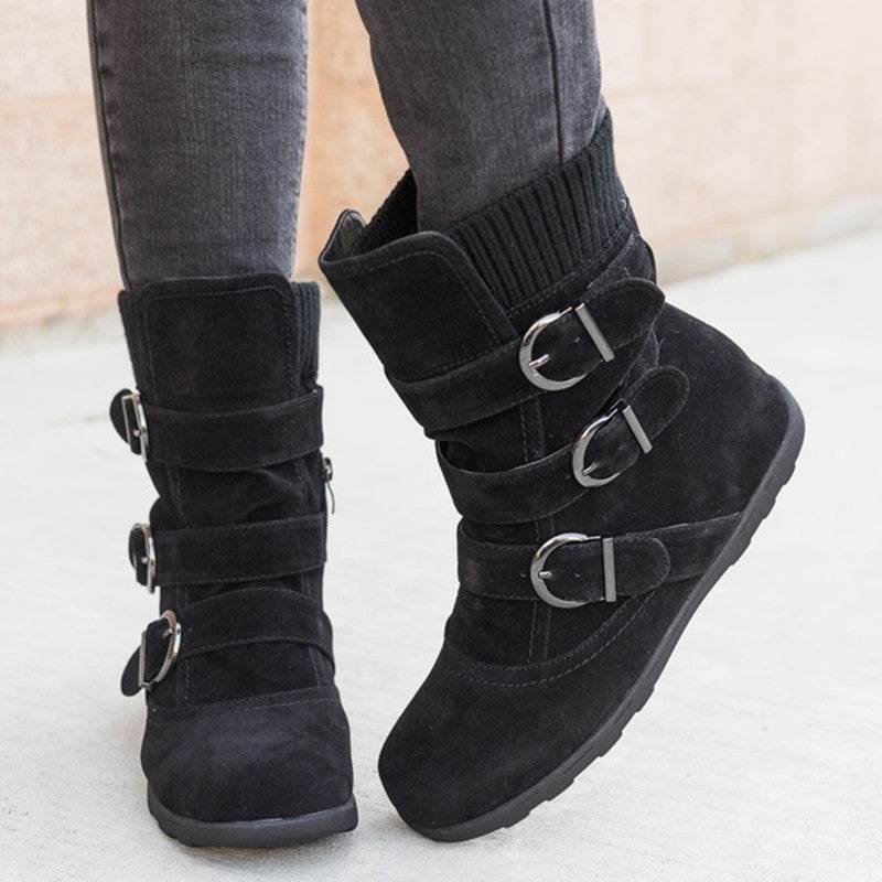 Casual Winter Boots Strap Buckle Shoes - ProTrendyz