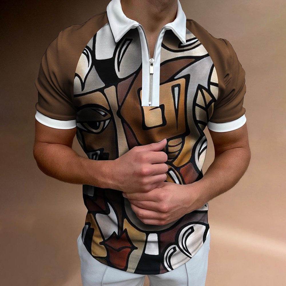 Men's POLO Shirt Striped Printed Short Sleeve T-Shirt Lapel Shirt - ProTrendyz