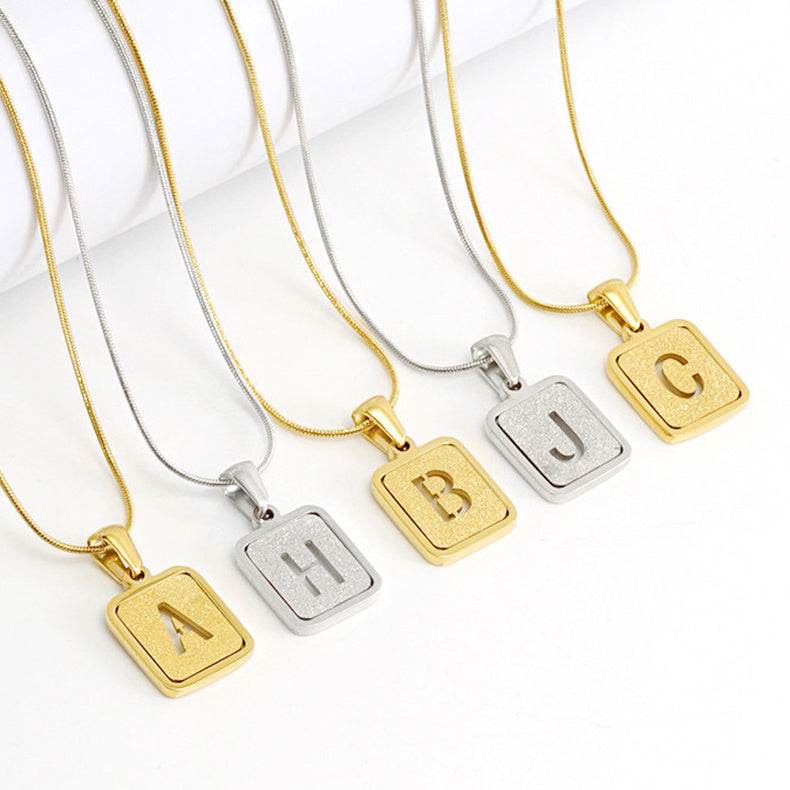 Alphabet Necklace 26 Letters Hollow Out Square 18K Necklace Fashion Jewelry - ProTrendyz