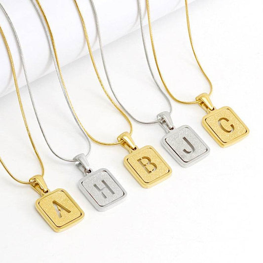 Alphabet Necklace 26 Letters Hollow Out Square 18K Necklace Fashion Jewelry - ProTrendyz