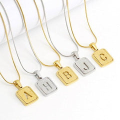 Alphabet Necklace 26 Letters Hollow Out Square 18K Necklace Fashion Jewelry - ProTrendyz