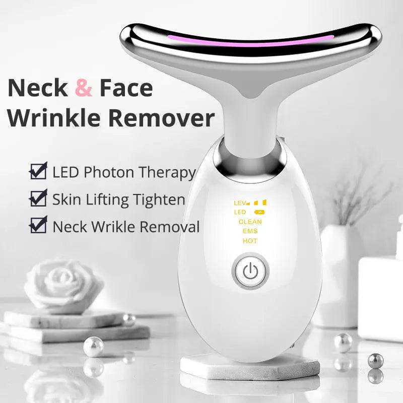 EMS Thermal Neck Lifting And Tighten Massager Electric Microcurrent Wrinkle Remover US - ProTrendyz