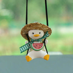 Car Pendant Cute Anime Little Duck Swing Auto Rearview Mirror Hanging Ornaments Interior Decoraction Accessories For Girls Gifts - ProTrendyz