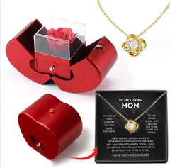 Fashion Jewelry Box Red Apple Christmas Gift Necklace Eternal Rose For Girl Mother's Day Valentine's Day Gifts With Artificial Flower Rose Flower Jewelry Box US - ProTrendyz