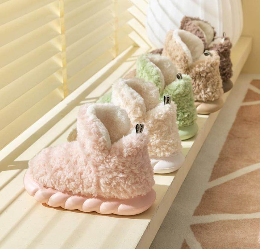Winter Package Heeled Waterproof Home Indoor And Outdoor Wear Cute High Helper Cotton Slippers - ProTrendyz