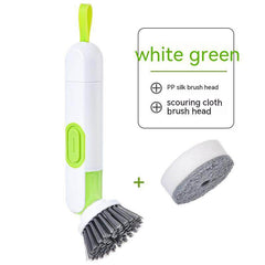 Multi-Functional Long-Handle Liquid-Filled Cleaning Brush Washing Up Brushes With Liquid Dispenser Two Replacement Heads For Kitchen Cleaning Brush Gadgets - ProTrendyz