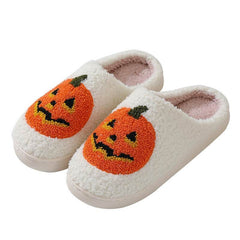 Halloween Pumpkin Cartoon Slippers Warm Winter Slippers Men And Women Couples Indoor House Shoes - ProTrendyz