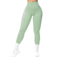 High Waist Seamless Leggings Threaded Knitted Fitness Pants Solid Women's Slimming Sports Yoga Pants Elastic Running Sport Leggings - ProTrendyz