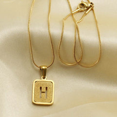 Alphabet Necklace 26 Letters Hollow Out Square 18K Necklace Fashion Jewelry - ProTrendyz