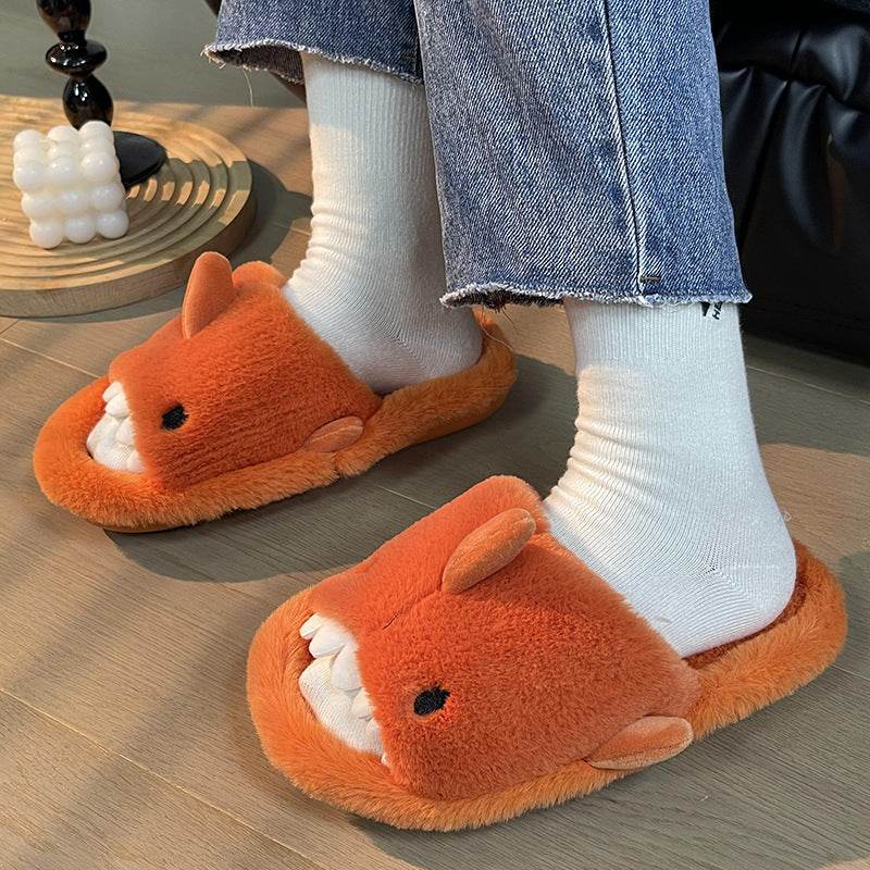 Shark Slippers Fluffy Slippers For Women Couple House Shoes Winter - ProTrendyz