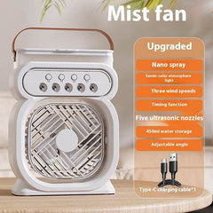 3 In 1 Portable Air Conditioner Evaporative Air Cooler LED Night Lights 3 Speeds Humidifier Fan For Home Office - ProTrendyz