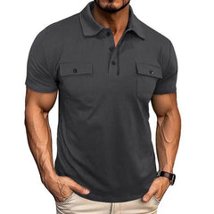 Summer Lapel Button Polo Shirt With Pockets Outdoor Fashion Short Sleeve Tops For Men Clothing - ProTrendyz