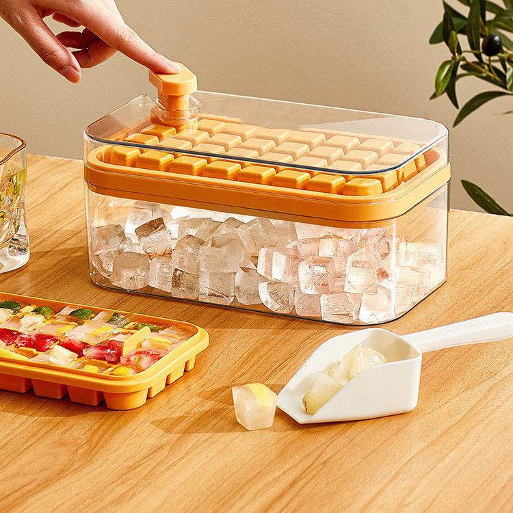 One-button Press Type Ice Mold Box Plastics Ice Cube Maker Ice Tray Mold With Storage Box With Lid Bar Kitchen Accessories - ProTrendyz