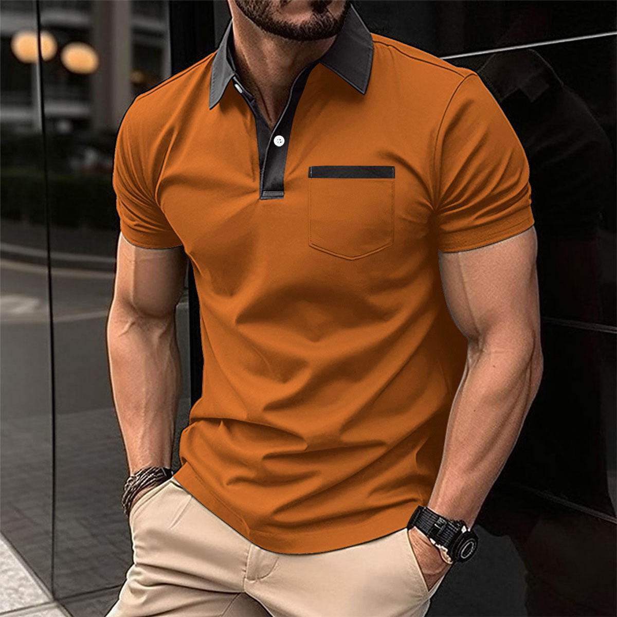 Lapel Fashion Slim Pocket Short-sleeved T-shirt Polo Shirt Men Clothing - ProTrendyz