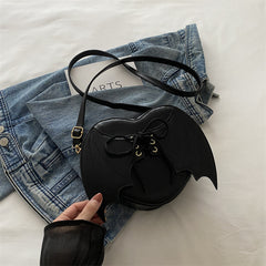 Heart Shape Bag Strap Design Bat Wings One Shoulder Crossbody Bag