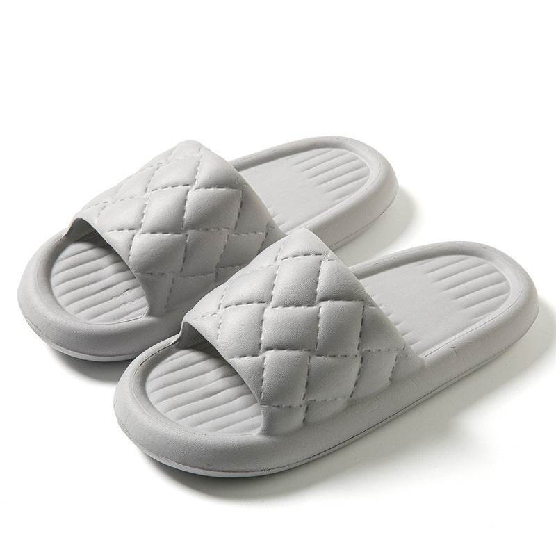 New Rhombus Home Slippers Summer Non-slip Floor Bathroom Slipper Lightweight Simple House Shoes For Women Men - ProTrendyz