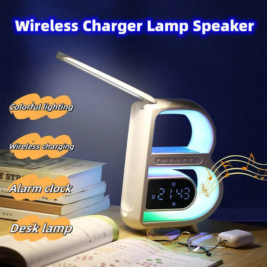2025 New B-Shaped Bluetooth Speaker Multifunctional Smart Music Rhythm Lighting Phone Wireless Charger TF Card AUX Input Standard Mode - ProTrendyz