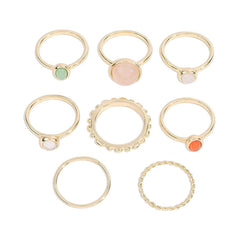 Colorful Stone Metalic Finger Rings Joint Combination Rings For Women Girl Rings - ProTrendyz