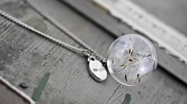Vintage Handmade Fashion Dandelion Seed Glass Necklace - ProTrendyz