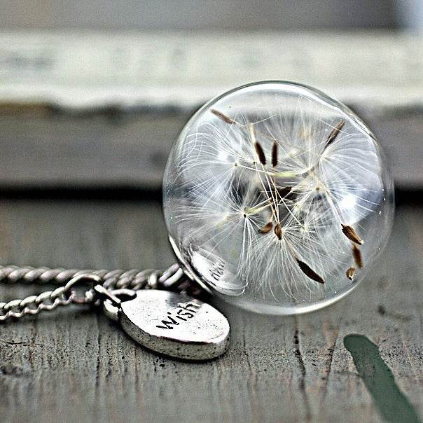 Vintage Handmade Fashion Dandelion Seed Glass Necklace - ProTrendyz