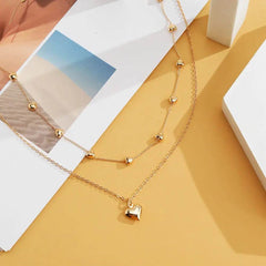 Double-layer Heart Pendant Fine Chain Necklace For Women Multilayer Gold Color Metal Necklaces Fashion Jewelry Accessories - ProTrendyz