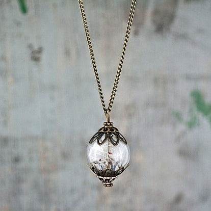 Vintage Handmade Fashion Dandelion Seed Glass Necklace - ProTrendyz