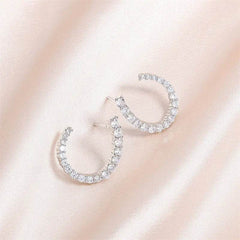 Women's C-shaped Stud Earrings With Rhinestones Fashion Zircon Simple Earrings - ProTrendyz
