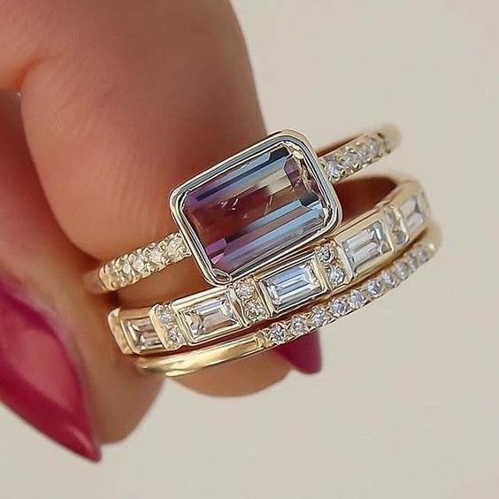 Women's Fashion Diamond Three-piece Set Advanced Personality Ring - ProTrendyz