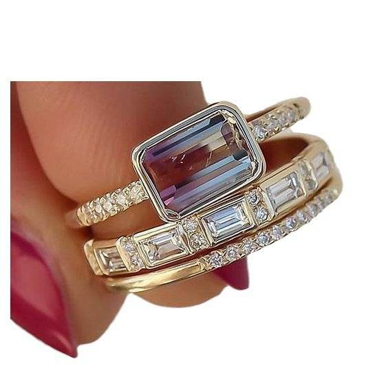 Women's Fashion Diamond Three-piece Set Advanced Personality Ring - ProTrendyz