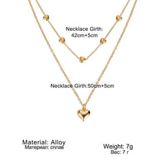 Double-layer Heart Pendant Fine Chain Necklace For Women Multilayer Gold Color Metal Necklaces Fashion Jewelry Accessories - ProTrendyz