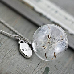 Vintage Handmade Fashion Dandelion Seed Glass Necklace - ProTrendyz
