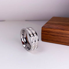 INS Rings Titanium Steel Couple Single And Double Row Diamond Ring - ProTrendyz