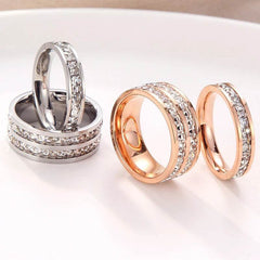 INS Rings Titanium Steel Couple Single And Double Row Diamond Ring - ProTrendyz