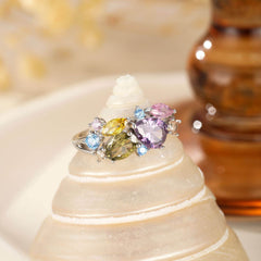 S25 Sterling Silver Dopamine Colorful Flower Zircon High Luxury Magic Color Ring - ProTrendyz