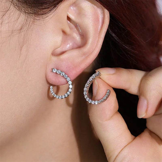 Women's C-shaped Stud Earrings With Rhinestones Fashion Zircon Simple Earrings - ProTrendyz