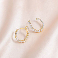 Women's C-shaped Stud Earrings With Rhinestones Fashion Zircon Simple Earrings - ProTrendyz