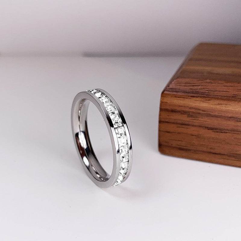 INS Rings Titanium Steel Couple Single And Double Row Diamond Ring - ProTrendyz