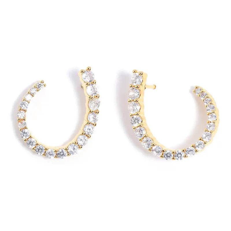 Women's C-shaped Stud Earrings With Rhinestones Fashion Zircon Simple Earrings - ProTrendyz