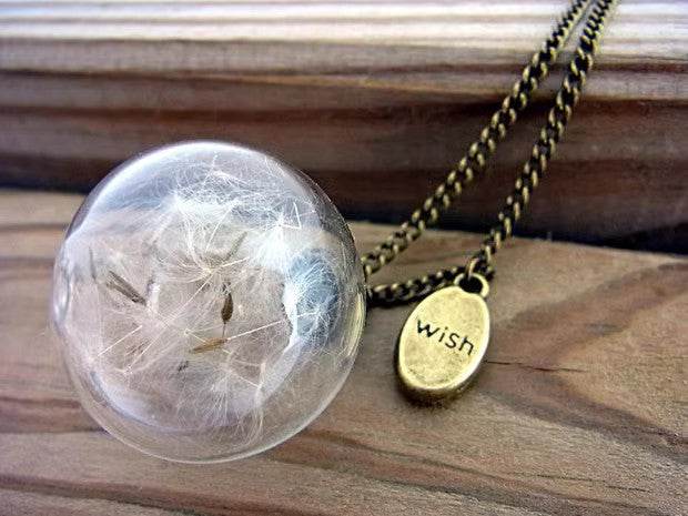 Vintage Handmade Fashion Dandelion Seed Glass Necklace - ProTrendyz