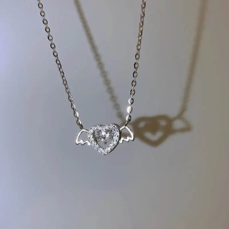 Vintage Gothic Heart Crown Angel Wings Pendant Necklaces For Women Fashion Exquisite Love Shape Clavicle Chain Choker Jewelry Fashion Jewelry - ProTrendyz