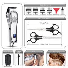 Men Hair Trimmer 3 in 1 IPX7 Waterproof Beard Trimmer Grooming Kit Cordless Hair Clipper for Women & Children LED Display USB Rechargeable US - ProTrendyz