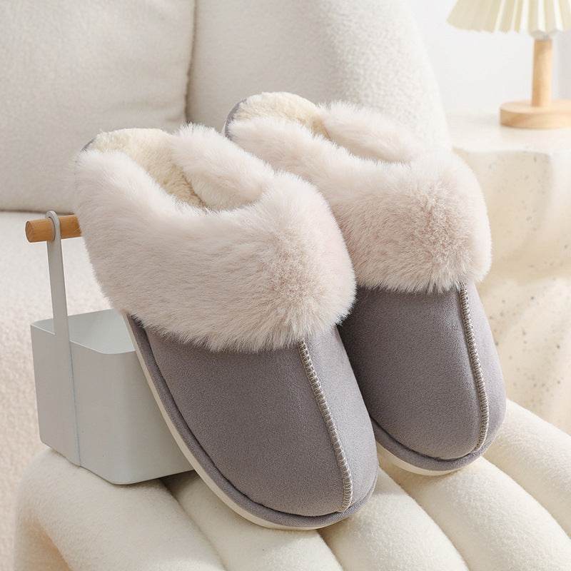 Winter Warm Plush Home Slippers Indoor Fur Slippers Women Soft Lined Cotton Shoes Comfy Non-Slip Bedroom Fuzzy House Shoes Women Couple - ProTrendyz