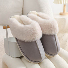 Winter Warm Plush Home Slippers Indoor Fur Slippers Women Soft Lined Cotton Shoes Comfy Non-Slip Bedroom Fuzzy House Shoes Women Couple - ProTrendyz